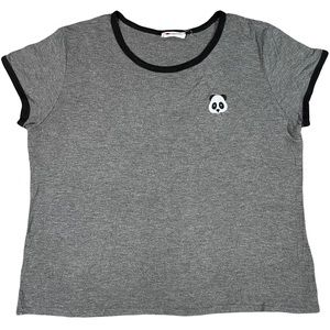 4/$32 French Pastry size Xl panda on front. Black arm cuffs & collar, grey shirt